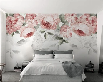 Изготовленная на заказ фреска 3d papel de parede маленькие свежие акварельные розы, красивые обои для гостиной в стиле гостиничной спальни с ручной росписью