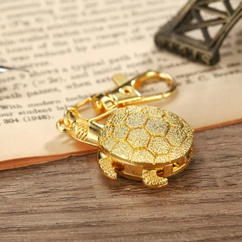 Маленький брелок в виде черепахи, брелок для ключей, кварцевые карманные часы, бронзово-золотые часы в стиле Стимпанк для мужчин и женщин, коллекционный брелок с откидной крышкой, старые часы