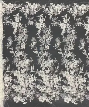 Африканская кружевная ткань Высококачественный Французский тюль с бусинами Кружевная ткань J-13028723 Свадебное платье для вечеринки Нигерийская кружевная ткань