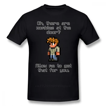 Футболка Terraria Guide Likes Zombies, футболка с милым принтом, мужская уличная хлопковая футболка с коротким рукавом
