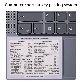 MS Teams (для ПК + Web) Сочетания клавиш Виниловая наклейка Временный клей, Совместимый с любым ноутбуком/настольным компьютером Microsoft