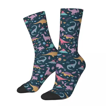Зимние Теплые модные мужские и женские носки с цветами в виде динозавра, нескользящие спортивные носки с милыми мультяшными животными