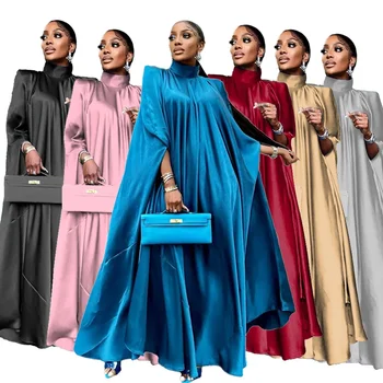 Женское мусульманское платье на праздник Ид, повседневные платья для вечеринок в Рамадан, Марокко, водолазка, кафтан из Дубая, исламские платья, арабский длинный халат, однотонный