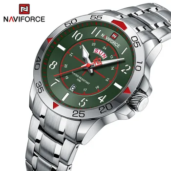 Naviforce Дизайн Простые мужские кварцевые часы Бизнес Водонепроницаемый ремень из нержавеющей стали Спортивные наручные часы Relogio Masculino 2023