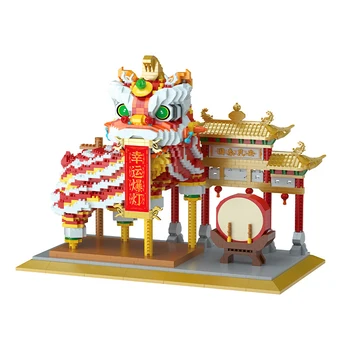 Китайский Новый год, строительные блоки для танца Льва, кирпичи для Счастливого танца Льва в китайском стиле, детские игрушки, Рождественский подарок