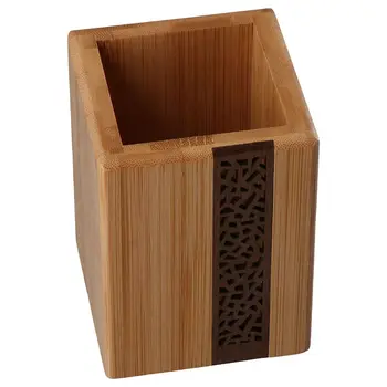 Бамбуковый держатель для карандашей Модный Коричневый Настольный органайзер Коробка для хранения