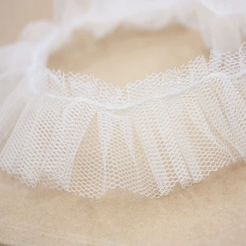 30 ярдов/лот Белая сетчатая плиссированная кружевная ткань Аксессуары для одежды своими руками