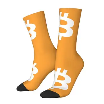 Мужские носки для экипажа Bitcoin, Мода Унисекс, Криптовалюта BTC, Весна, Лето, Осень, Зимние Носки для платья