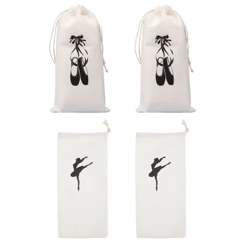 4шт портативных сумок для переноски танцевальной обуви Сумка для танцевальной обуви на шнурке Сумка для балетной обуви