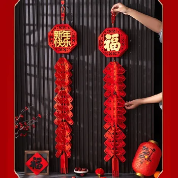 Красный Китайский узел, Весенний фестиваль, Куплеты, подвески, Украшения на Китайский Новый год, Счастье, свадьба своими руками, Счастливые Благоприятные подарки