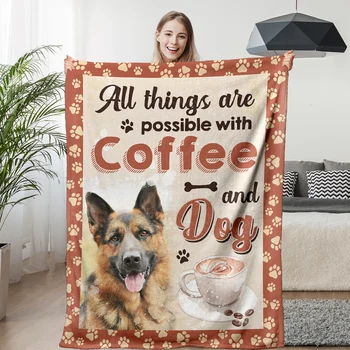 Фланелевое одеяло BlessLiving 3D с кофе и собакой, Мягкое и легкое, Кавайное, Милое, с рисунком Щенка, Прямая поставка