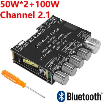 Плата усилителя мощностью 100 Вт Bluetooth 5.0 AMP Модуль 2.1 канала 50 Вт * 2 + 100 Вт YS-S100L Регулировка высоких и низких частот Выход 3,5 мм