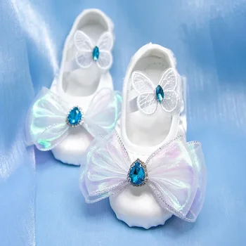 Белые детские танцевальные туфли на мягкой подошве, тренировочные туфли с кошачьими когтями, Темпераментные Элегантные балетные детские танцевальные туфли