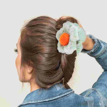 Осенне-зимняя плюшевая цветочная заколка для волос Цветочные зажимы для женских аксессуаров