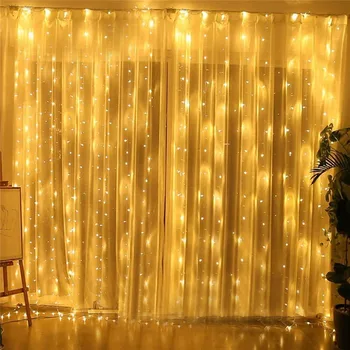 Уличная светодиодная занавеска-сосулька, струнная гирлянда, Сказочная Светодиодная Рождественская гирлянда для новогодней свадьбы, домашнего декора для вечеринки в окне спальни