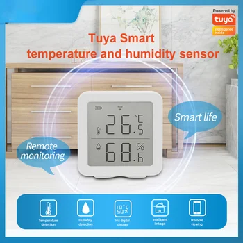 Обновление в режиме реального времени Tuya Smart WiFi, датчик температуры и влажности, ЖК-дисплей, Беспроводной интеллектуальный детектор дома на батарейках