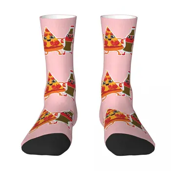 Чулки для пиццы и кока-колы, дизайн для любителей фаст-фуда, Забавные Носки, Весенние Антибактериальные Носки, Носки средней мягкости для девочек на открытом воздухе