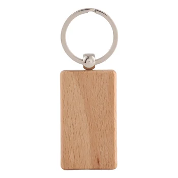 100 Пустой Деревянный брелок для ключей с прямоугольной гравировкой Key ID Можно выгравировать своими руками
