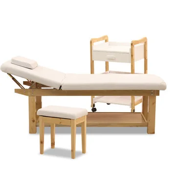 Складная косметическая кровать из массива дерева, специализированный салон красоты для массажа и тела, массажная кровать для домашних татуировок, физиотерапевтическая кровать