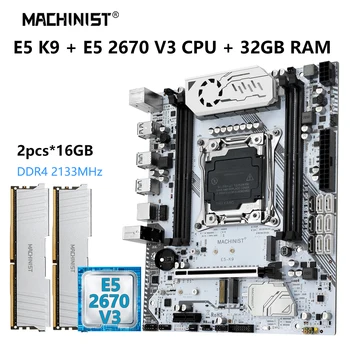 MACHINIS X99 Комплект материнской платы Xeon LGA 2011-3 E5 2670 V3 CPU Процессор DDR4 2 *16GB ECC RAM Память NVME M.2 usb3.0 K9 v2 M-ATX