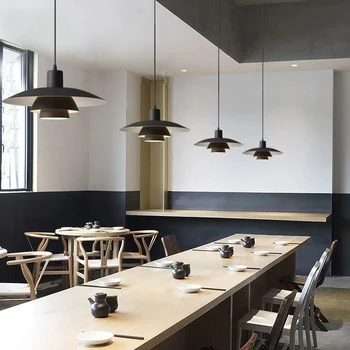 Скандинавские подвесные светильники Черная Датская Ресторанная Люстра Современный Простой Кабинет Барный стол Гостиная Кухня Спальня