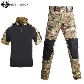 Камуфляжная военная форма, открытый тактический костюм, Тренировочные комплекты для стрельбы CS, Рубашка + Брюки с подушечками для охоты, Альпинист