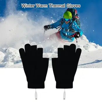 Зимние перчатки с термальным сенсорным экраном, Ветрозащитная теплая перчатка с электрическим подогревом, лыжные перчатки с USB для мужчин, женские перчатки с подогревом