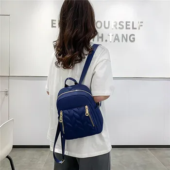 Новый модный Женский рюкзак, Городской простой повседневный рюкзак, трендовая дорожная однотонная нейлоновая сумка, водонепроницаемая легкая женская сумка