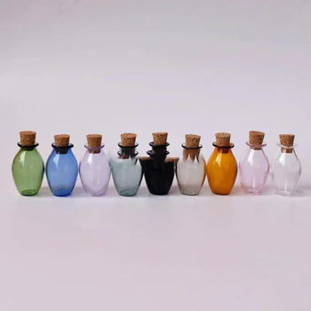 2шт Миниатюрный кукольный домик 1:12 Стеклянные цветные бутылочки Пробковые бутылочки Крошечная модель банки для украшения кукольного домика