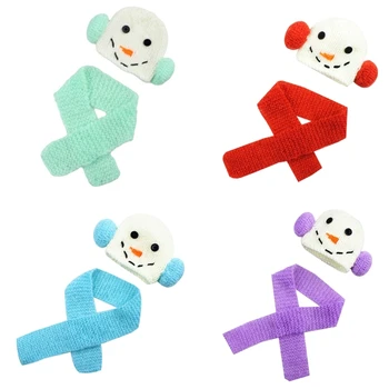 F62D Наряды для фотосессии для маленьких мальчиков и девочек, вязаный крючком костюм Унисекс, детская шляпа снеговика