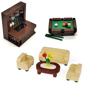 Новый набор диванов для гостиной City MOC Строительные блоки KTV Роскошная коробка для украшения бара Мебель Кирпичи Игрушки Совместимы с LEGO