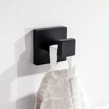 Винтажный крючок для полотенец с черной росписью из нержавеющей стали, настенная вешалка для пальто, крючок с квадратным основанием, набор аксессуаров для ванной комнаты WF
