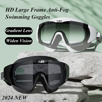 Новые модные очки для плавания с градиентными линзами в большой оправе, противотуманные HD Водонепроницаемые профессиональные силиконовые очки для плавания для взрослых