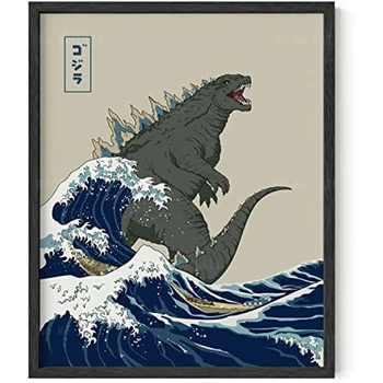 Японское настенное искусство король монстров, плакаты с динозаврами, картина
