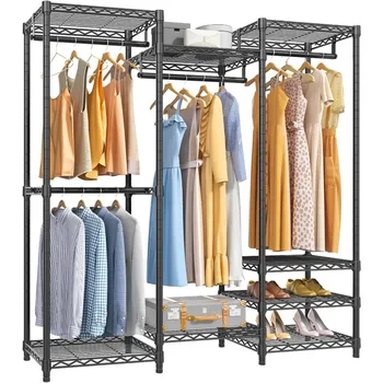 Портативный шкаф VIPEK V5, сверхмощная вешалка для одежды, отдельно стоящий шкаф, металлическая вешалка для одежды с 4 вешалками и 8 полками