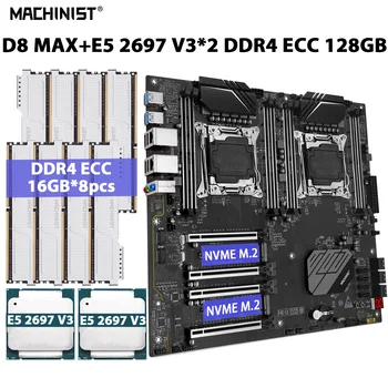 MACHINIST X99 D8 MAX Комплект материнской платы LGA 2011-3 Dual Kit Xeon E5 2697 V3 Процессор CPU 128 ГБ = 8шт * 16 ГБ ECC памяти DDR4 RAM SSD