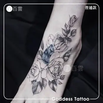 Романтическая наклейка с цветочной татуировкой, стойкая поддельная татуировка для женской лодыжки, сексуальная искусственная временная татуировка, цветочное искусство, водонепроницаемые татуировки
