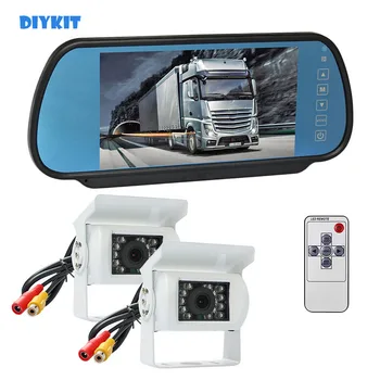 DIYKIT 7-дюймовый HD Зеркальный Монитор Автомобильный Монитор Водонепроницаемый ИК Ночного Видения CCD Автомобильная Камера Заднего Вида для Грузовика Caravan Bus Van 1V2