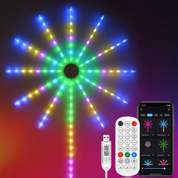 Наружная водонепроницаемая полноцветная светодиодная лента для фейерверков с интеллектуальным управлением для атмосферного декора, лента неоновых светодиодных ламп RGB USB