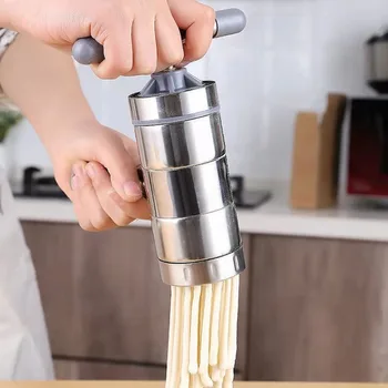 Пресс-макаронная машина Ручная Машина для приготовления лапши с 5 Пресс-формами Соковыжималка для фруктов Многофункциональная Машина для приготовления спагетти из нержавеющей стали