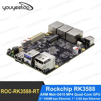 ROC-RK3588-RT 8K 2.5G Ethernet промышленная мягкая маршрутизация 6TOPS Плата шлюза Rockchip RK3588 Поддерживает OpenWRT, Android, Linux OS
