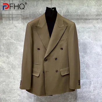 PFHQ Двубортные куртки с воротником-лацканом, мужская деловая повседневная официальная одежда, блейзеры для темперамента жениха, осень 21Z3000