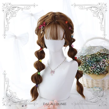 Высококачественный длинный кудрявый парик Harajuku Soft Girl Lolita с разноцветной водной рябью