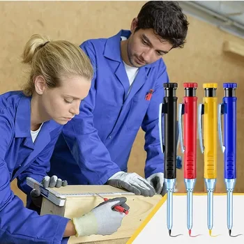 Креативные простые механические карандаши с глубокими отверстиями 4 цвета, встроенная точилка для карандашей, марки для деревообработки, Канцелярские принадлежности фабрики по производству древесины