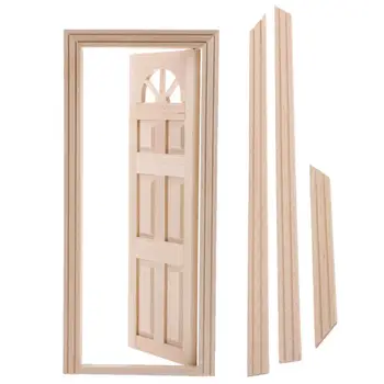 Натуральный неокрашенный 6-панельный кукольный домик, миниатюрная деревянная сказочная дверь 12th