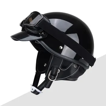 Одобренный DOT Ретро Мотоциклетный шлем с половиной лица, Винтажный полицейский Открытый шлем Casco Moto Для мужчин и женщин, Capacete De Moto