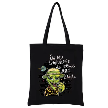 Женские сумки Stoned Alien С Графическим Принтом, Сумки Для покупок, Забавная Сумка-Тоут Для Рук, Модная Тканая Сумка-Тоут Для Покупок, Повседневные Сумки Eco Y2k