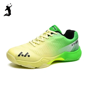 Желто-Зеленые Мужские Кроссовки Для Бадминтона Для Фитнеса, Нескользящие Женские Кроссовки Для Настольного Тенниса, Удобная Волейбольная Теннисная Обувь L020