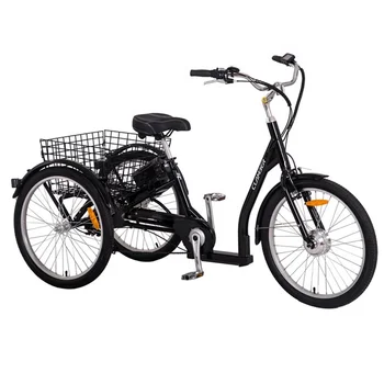 Электрический трехколесный велосипед 36 В 250 Вт Трехколесный грузовой С корзиной 24 дюйма 7 скоростей