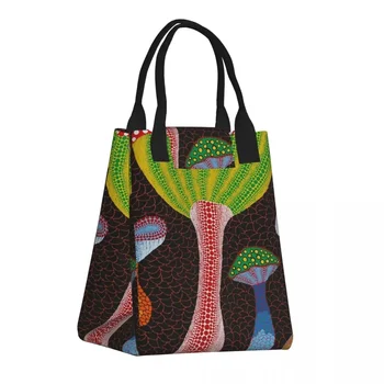 Художественная сумка для ланча Yayoi Kusama, Портативный кулер японского художника, термоизолированный ланч-бокс, Женские Пляжные сумки для кемпинга, дорожные сумки для еды